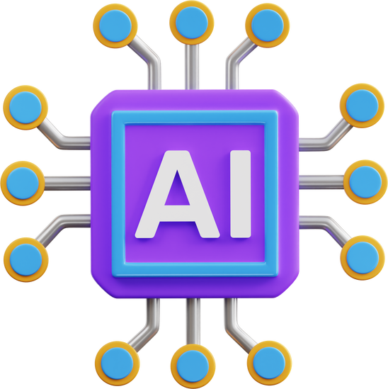 3D Artificial Intelligence Chip Illustration